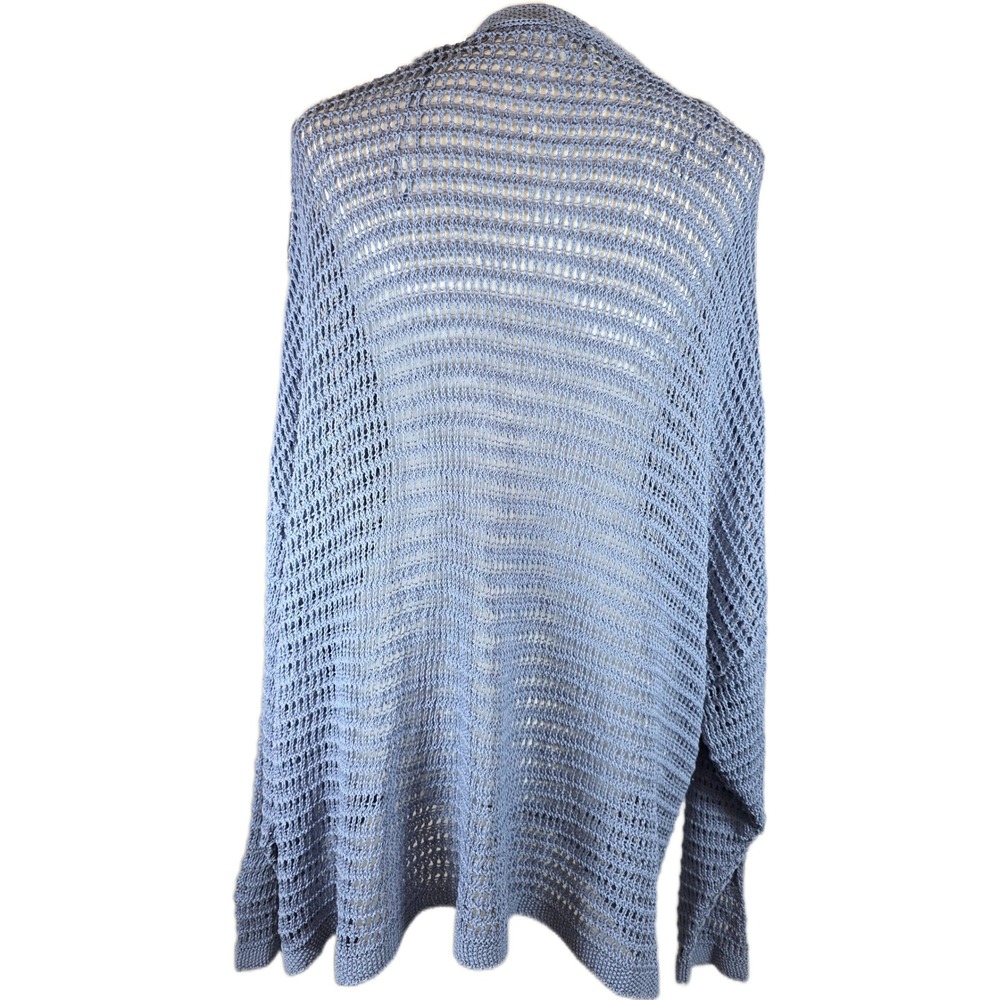 Max Studio London Size 3X Blue Lyocell Blend Open Crochet Button-Up Cardigan - Picture 5 of 10